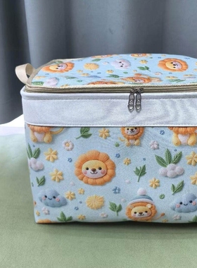 大容量加厚帆布防潮收纳箱双拉链带盖钢圈衣服被子收纳袋搬家储物