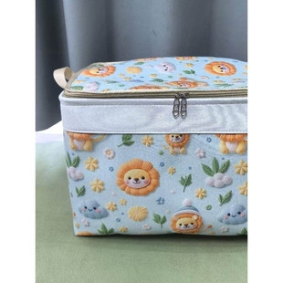 大容量加厚帆布防潮收纳箱双拉链带盖钢圈衣服被子收纳袋搬家储物