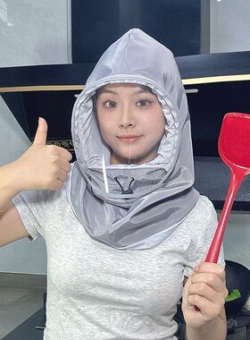 灰色厨房帽子防油烟面罩户外通用头巾帽包头设计轻便涤纶