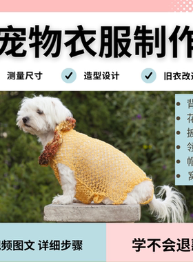 宠物衣服制作技术视频教程旧衣改造手工diy自制狗狗小猫毛衣编织