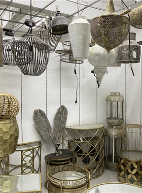 美式仿古风镂空吊灯工艺品