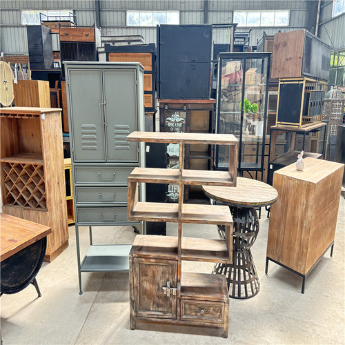 HUAXIA-展会样品孤品北欧风铁木结合创意橱柜阳台柜