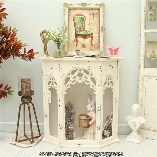 华夏复古实木雕花壁炉架欧式简约