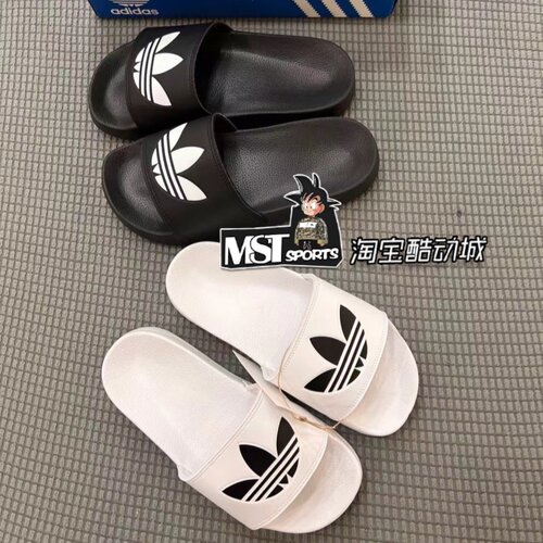 Adidas三叶草大LOGO男女运动拖鞋