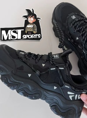 Fila斐乐FLUID5猫爪5代薄款黑武士运动跑步老爹鞋F12W422103FBK