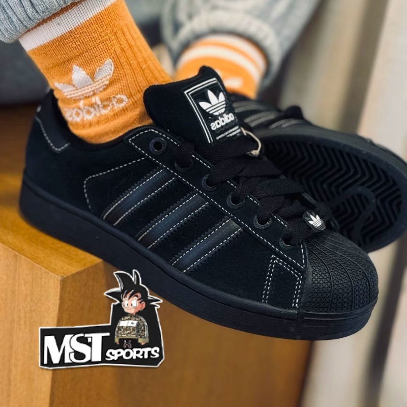 Adidas三叶草黑色SUPERSTAR2板鞋