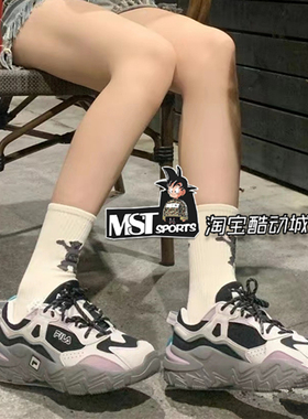 斐乐FILA掠夺者2黑灰紫复古女运动低帮休闲鞋老爹鞋F12W232140FBA