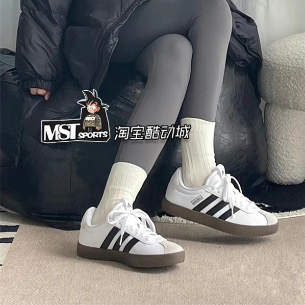 Adidas男女白黑德训鞋T头鞋板鞋