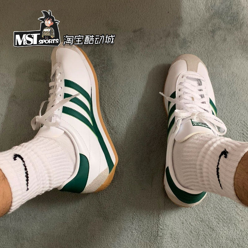 adidas三叶草COUNTRY白绿男女皮革复古德训鞋运动休闲鞋FZ0013