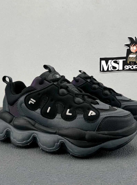 FILA斐乐PEASE豌豆鞋黑武士低帮厚底增高运动老爹鞋F12W441117FBD