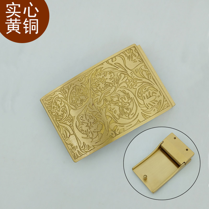 男士黄铜扣老式打孔皮带扣头男尾夹板扣腰带平滑扣裤带头纯铜配件