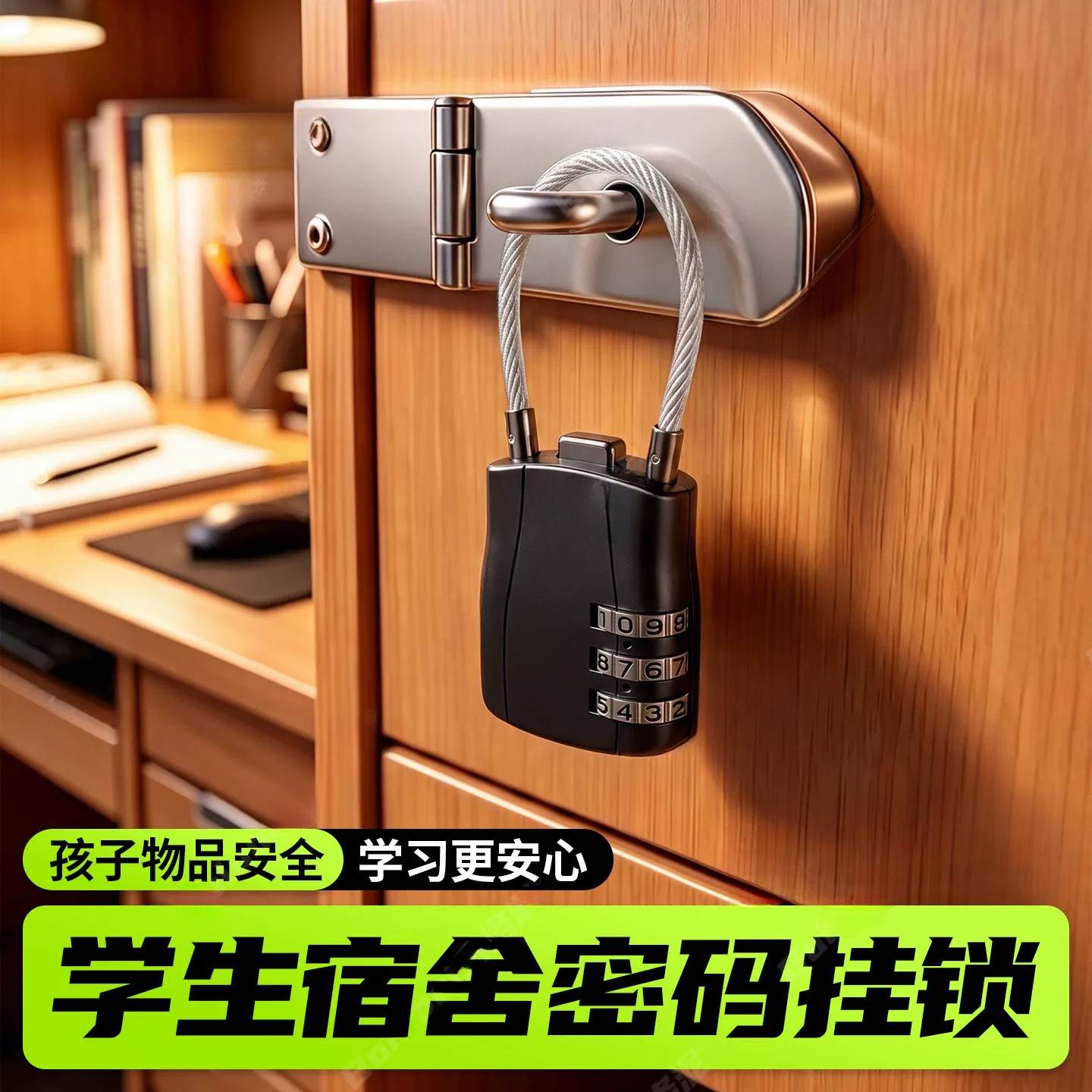 钢丝密码锁大学生宿舍储物柜挂锁家用头盔锁行李箱柜子锁小型锁头