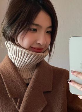 针织围脖韩版学生秋冬季防寒保暖护颈椎套头男女百搭两用毛线脖套