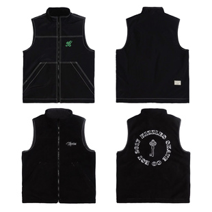 摇粒绒保暖滑板美式 Kizzles 双面穿马甲 Vest 复古夹 Reversible