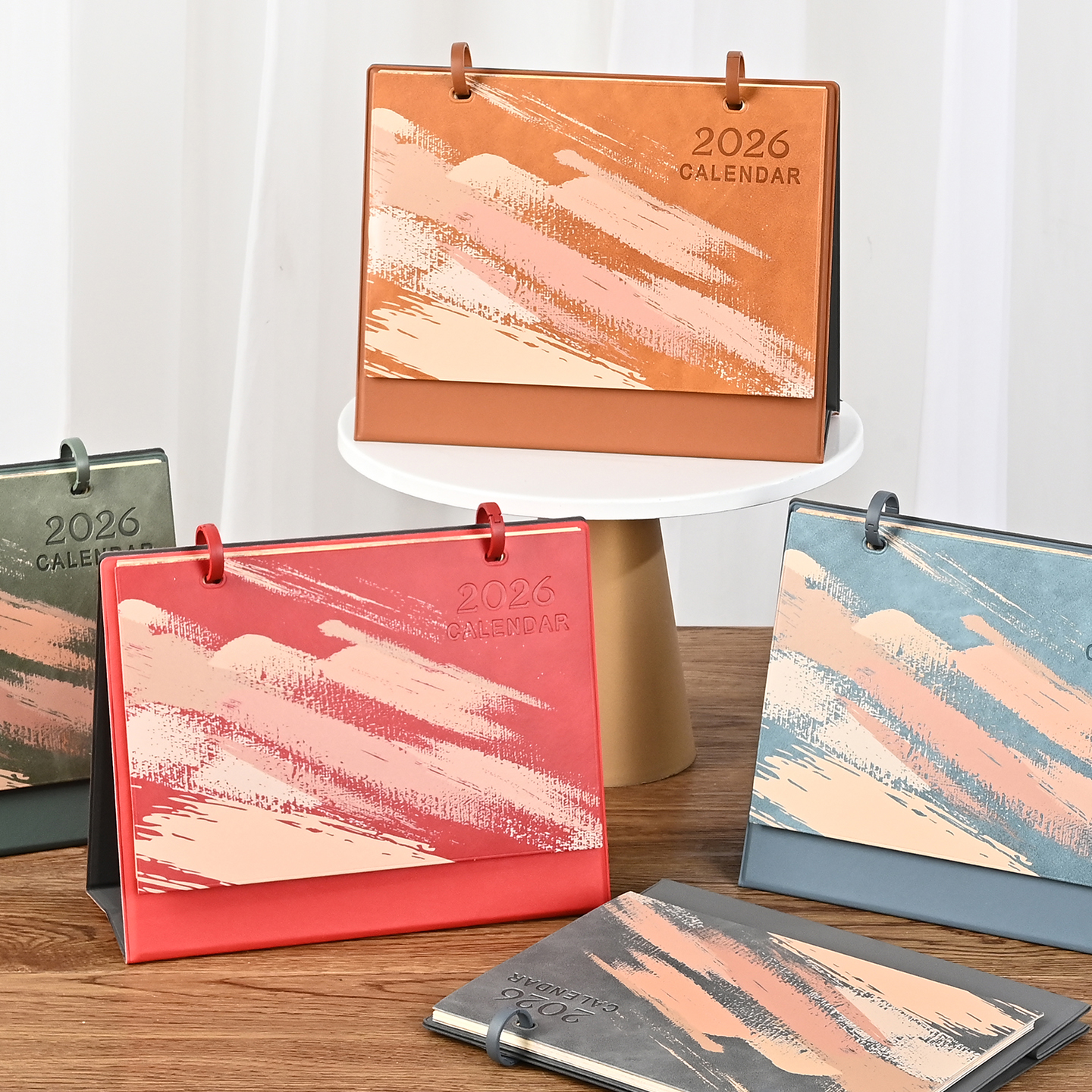 皮架台历2026年新款皮质商务日历