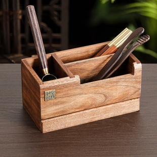 实木笔筒定制创意多功能胡桃木名片收纳盒带抽屉办公会议桌面摆件高档笔桶复古中国风送老师文创礼品免费刻字