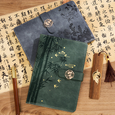 a5笔记本本子新潮国风四君子高颜值带扣时尚商务办公节假日送礼赠礼面工作会议记录日记本定制可印logo记事本