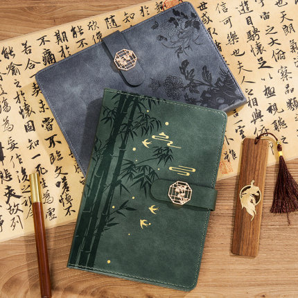a5笔记本本子新潮国风四君子高颜值带扣时尚商务办公节假日送礼赠礼面工作会议记录日记本定制可印logo记事本