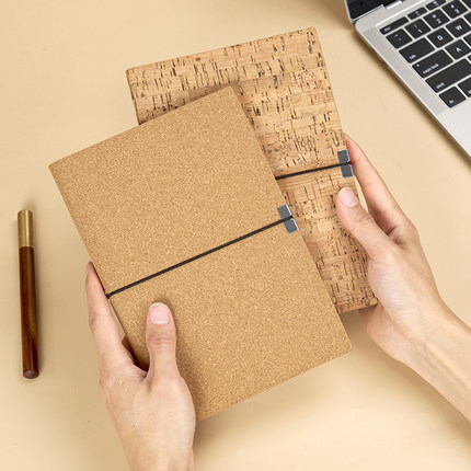 环保笔记本本子a5棉麻麦秸软木日记本高颜值商务记事本会议记录本公司年会纪念旅行便携手账本可定制可印logo
