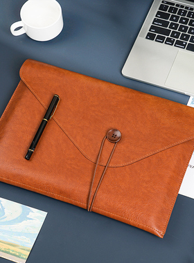 皮质文件袋A4档案袋文件夹文件包定制印logo加厚防水工作资料按扣商务办公合同票据收纳便携公司会议公文袋