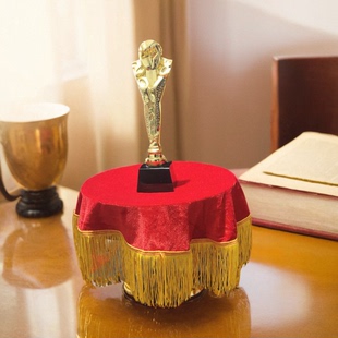 颁奖典礼圆型方形托盘布葡萄盘盖布圆形盘子表彰优秀员工金色托盘