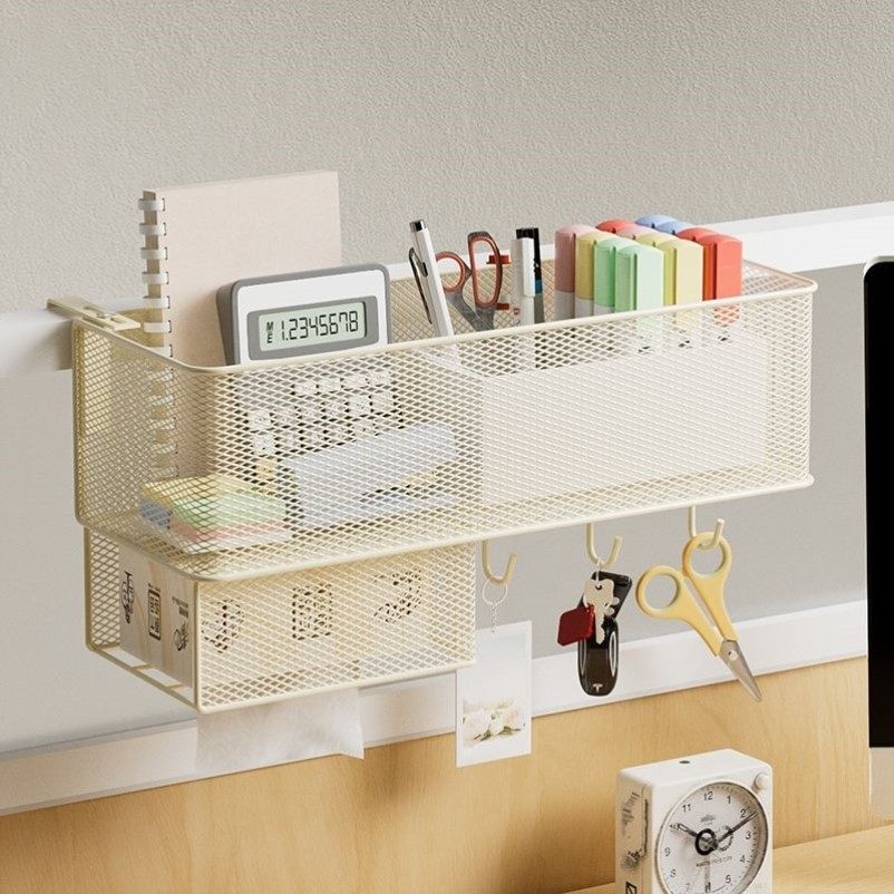 办公室屏风工位改造神器办公桌好物挂篮书桌收纳床头悬挂式置物架