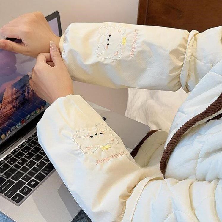 羽绒服套袖韩系可爱卡通防水袖套女2025新款秋冬羽绒服护袖办公