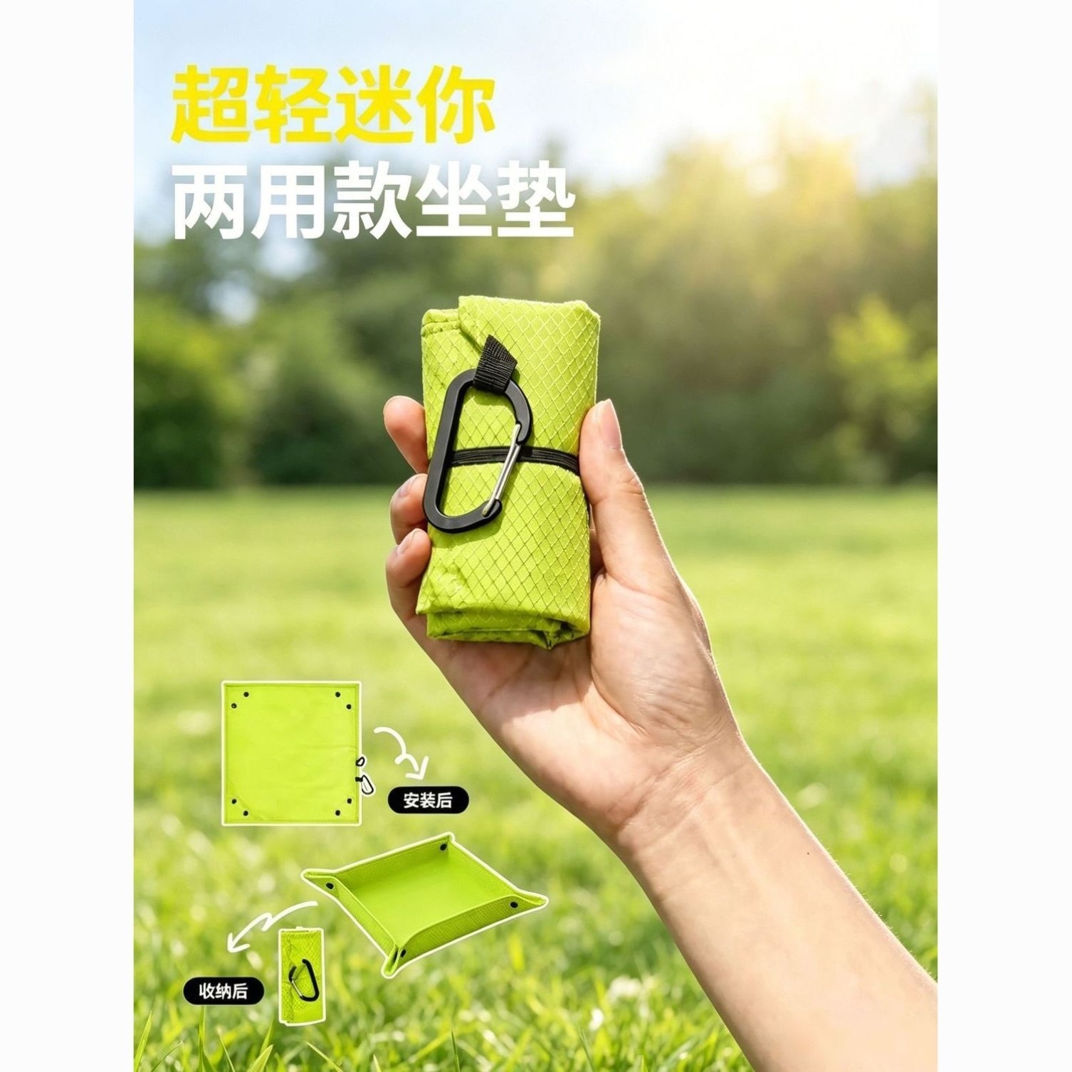 坐垫便携超轻多功能两用折叠户外防潮屁垫收纳托盘露营野餐徒步