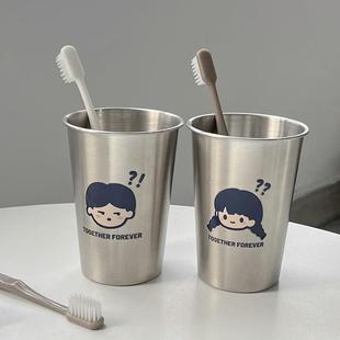 一对家用304不锈钢洗漱杯子化妆室高颜值漱口杯牙缸 牙刷杯情侣款