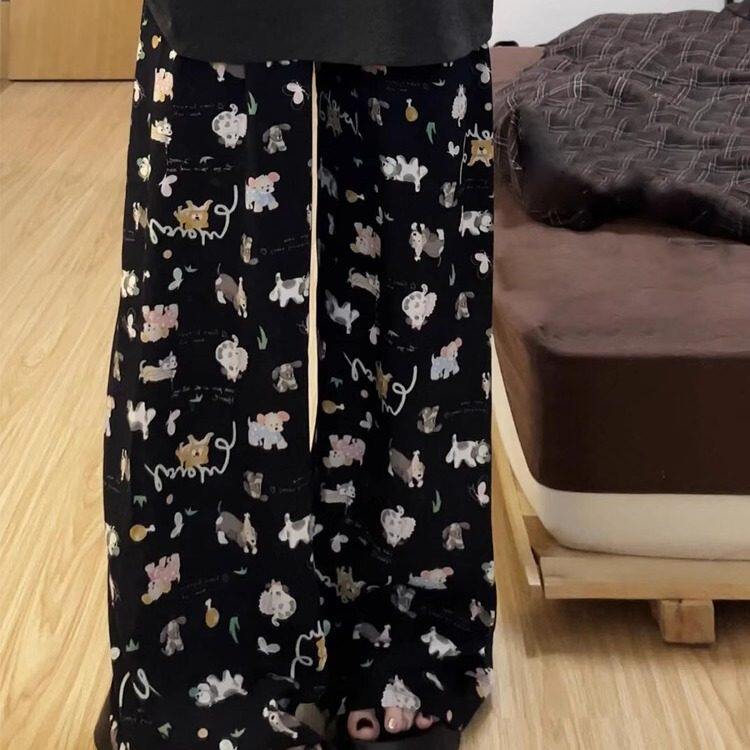 小狗遛弯裤仙女凉凉裤飘飘裤防蚊裤夏季薄款裤子休闲裤空调裤