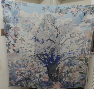 枯木逢春生生不息10姆米真丝乔琪纱丝巾105方巾围巾秋冬新款樱花