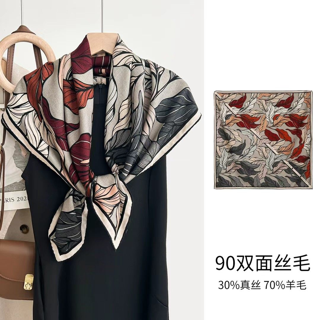美拉德风彩色树叶真丝羊绒丝巾方巾围巾85*85一叶知秋,服饰配件/皮带/帽子/围巾,围巾/丝巾/披肩,淘宝优惠券,粉丝福利购,淘宝优惠卷