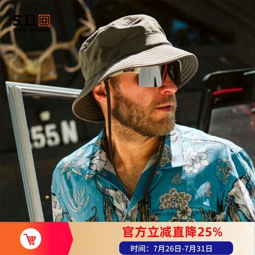 防风遮阳5.11渔夫帽防泼水带暗袋