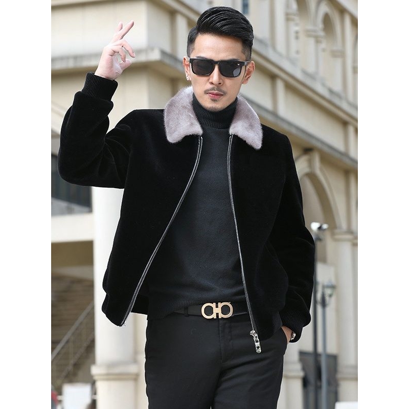 恒源祥官方正品金貂绒整貂水貂貂皮大衣男士海宁皮草外套男装尼克