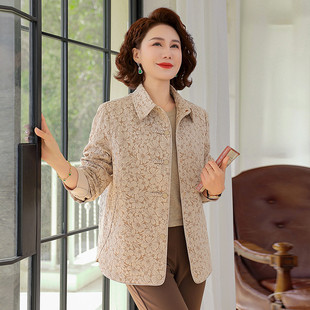 中老年女款 翻领夹克外套新款 时 2025年春秋妈妈女装 恒源祥官方正品