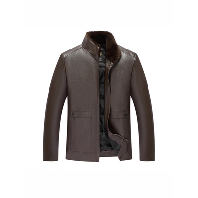 恒源祥官方正品海宁皮衣男士外套中年冬装秋季新款立领翻领加厚皮