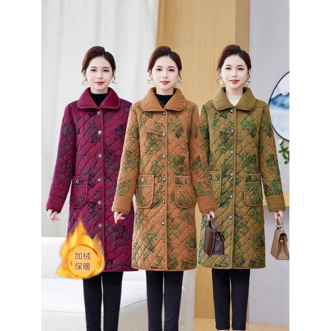 恒源祥中老年妈妈冬装新款中长款加绒棉袄外套60岁妇女婆婆保暖夹,女装/女士精品,中老年女装,淘宝优惠券,粉丝福利购,淘宝优惠卷