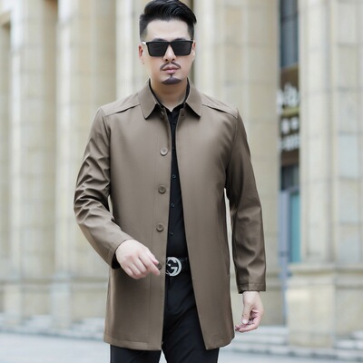 恒源祥官方正品新款棉服男秋冬中长款羊毛内胆休闲翻领外套中年爸