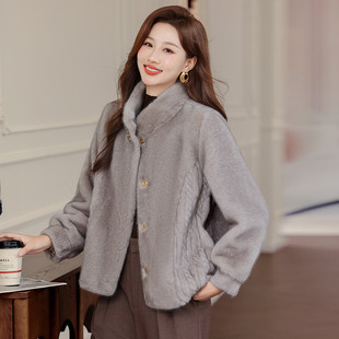 水貂绒仿皮草外套2025新款 秋冬装 中老年女冬 妈妈装 恒源祥官方正品