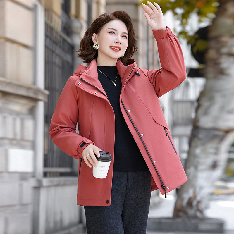 恒源祥官方正品新款妈妈冬装可脱卸两件套羽绒服中老年女加厚90白