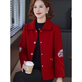 短款 恒源祥妈妈秋装 夹克中老年人女装 春秋款 毛呢外套2025新款 时尚