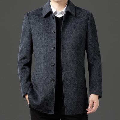 恒源祥官方正品双面呢羊毛大衣男中长款商务休闲羊毛呢外套加厚风