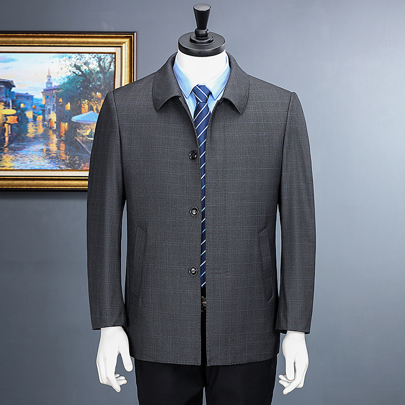 恒源祥官方正品2025中年风衣男秋冬翻领休闲爸爸男装夹克薄款宽松