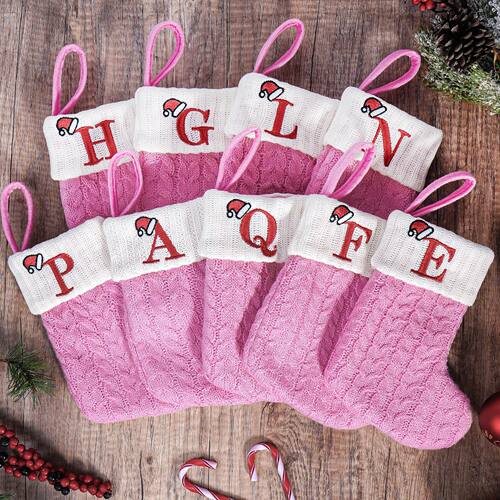 Christmas Decoration Knitted xmas Socks Alphabet pendant bag