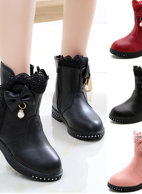 Girls' boots, autumn winter fashion kids princess short boot
