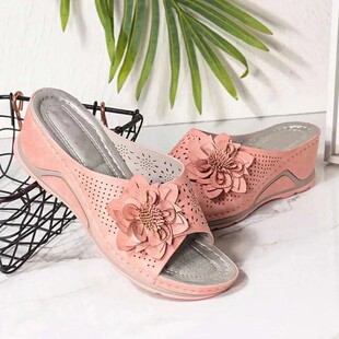 women's plus size flower casual mom thick soled slippers