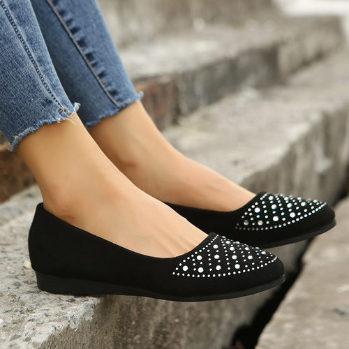 Flat bottomed casual crystal plus size women's single shoes