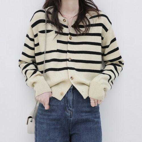 Knitted cardigan women's sweater jacket retro short long top