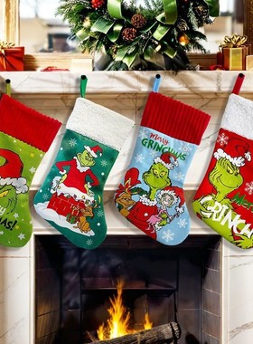 Christmas Green Haired Monster Christmas Socks kids gift bag