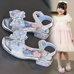 Girls' Sandals Summer Elsa Crystal Shoes Children's Princes